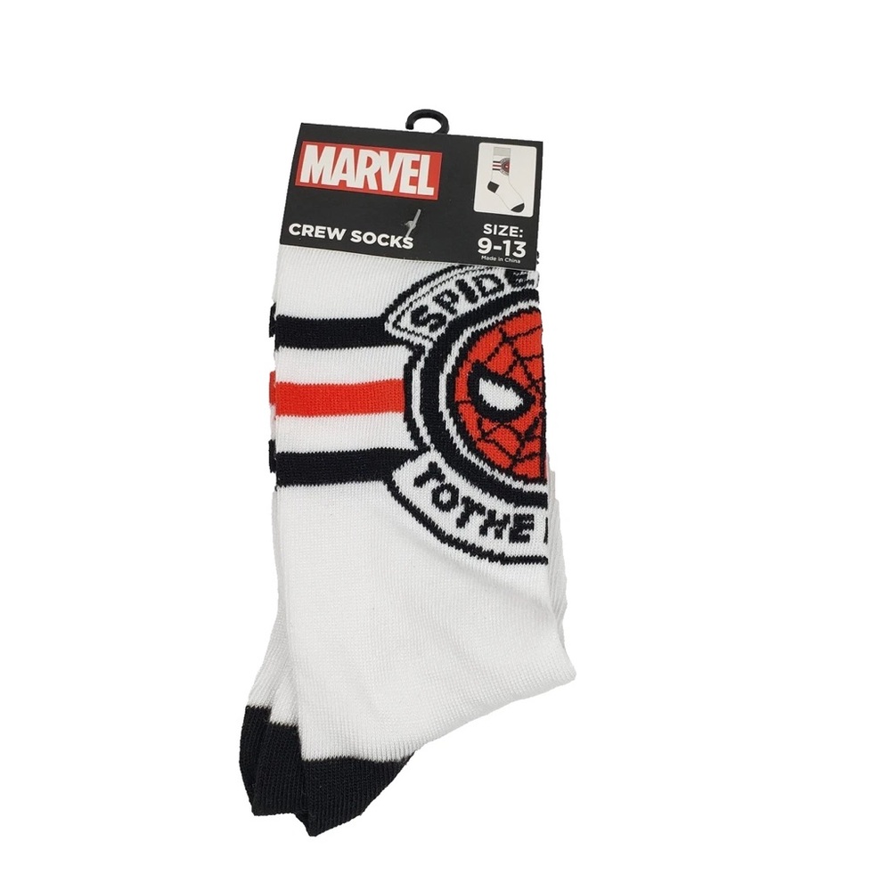 Marvel Spider-Man Crew Socks - White, Red, and Black
